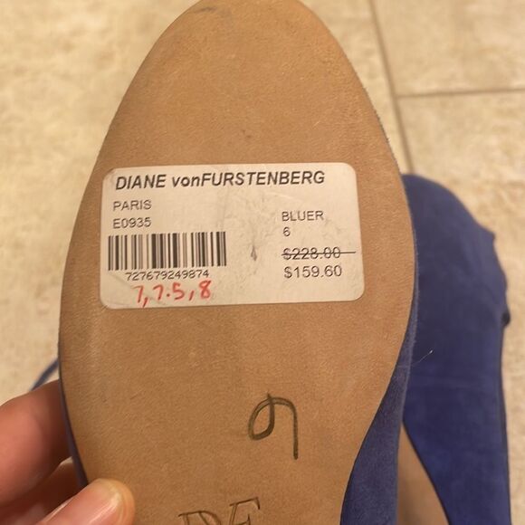 NWT Diane Von Furstenberg blue suede lace up flats - Picture 5 of 8